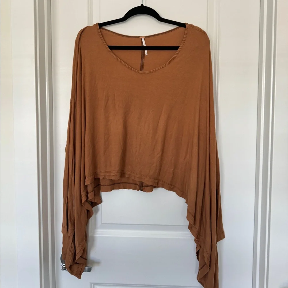 Free People We The Free January Sienna Tunic Long Bat Sleeve Top Burnt Orange - Picture 4 of 8
